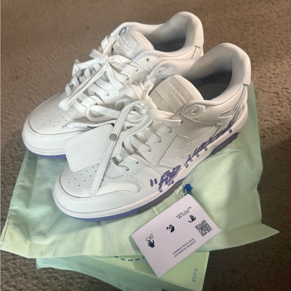 Off-White White and Lavender Sneakers